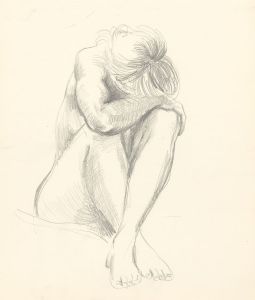Glyn Morgan (1926-2015) - Mid 20th Century Graphite Drawing, Sitting Nude