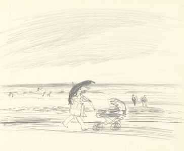 Glyn Morgan (1926-2015) - Pair of Graphite Drawings, Figures on the Coast