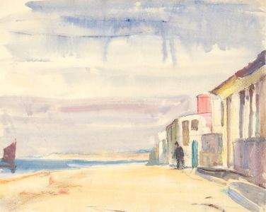 Jean Dryden Alexander (1911-1994) - Watercolour, Beach Scene with Figure