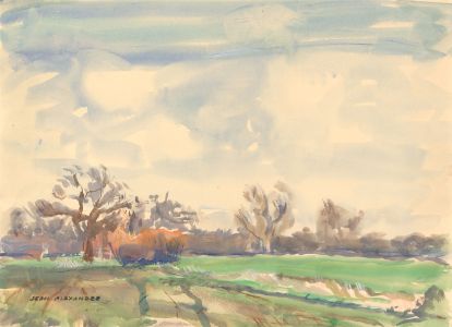 Jean Dryden Alexander (1911-1994) - 1992 Watercolour, Autumnal Field