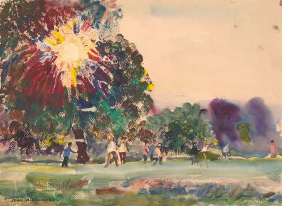 Jean Dryden Alexander (1911-1994) - Signed Gouache, Figures in a Park
