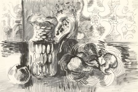 Glyn Morgan (1926-2015) - Pen and Ink Drawing, Still Life with Fruit and Jug