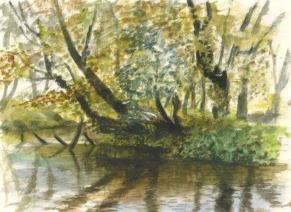 Glyn Morgan (1926-2015) - Watercolour, River Landscape