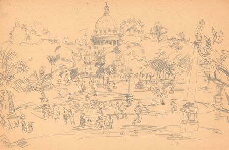 Glyn Morgan (1926-2015) - Graphite Drawing, London Scene