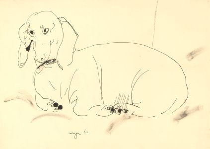Glyn Morgan (1926-2015) - Signed 1952 Pen and Ink Drawing, Dachshund