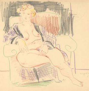 Glyn Morgan (1926-2015) - Signed 1957 Coloured Pencil, Nude in an Armchair