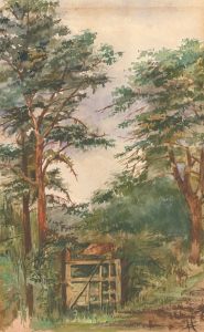 Monogrammed English School Late 19th Century Watercolour - Woodland Landscape