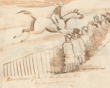 Sepia 1890 India Ink - Newmarket Equestrian Scene