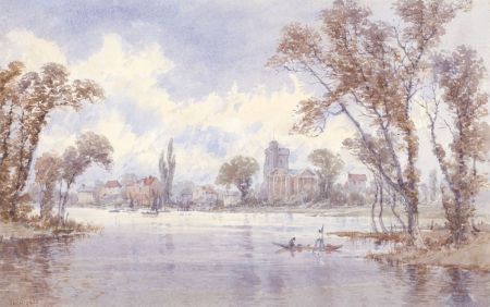 William James Boddy (1832-1911) - Signed Watercolour, Continental River Town