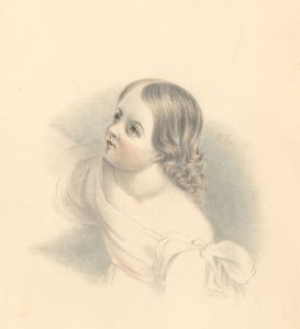E.S. Rudd - Very Fine Signed 1839 Graphite Drawing, Portrait of a Girl
