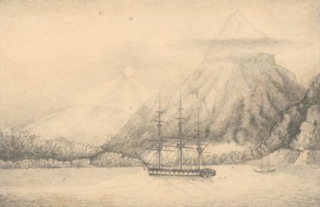 Four Miniature 19th Century Graphite Drawings - Seascapes with Ships