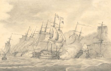 Very Fine 19th Century Graphite Drawing - Nautical Battle Scene