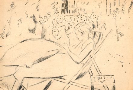 Maurice Feild (1905-1988) - India Ink, Woman in a Garden