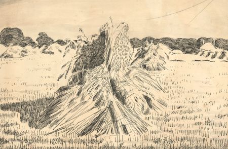 Maurice Feild (1905-1988) - Mid 20th Century Pen and Ink Drawing, Haystacks