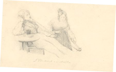Five Dutch School 19th Century Graphite Drawings - Genre Figure Scenes