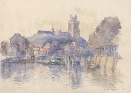 Signed 1895 Watercolour - Dutch Harbour