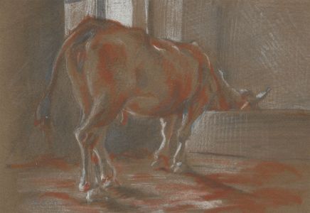 1937 Pastel - Cow in a Stable