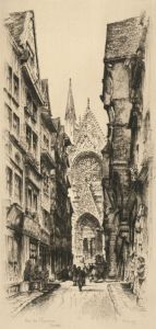 Albany E Howarth - Early 20th Century Original Etching, French Street Scene