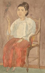 Contemporary Watercolour - Portrait of a Seated Lady