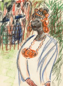 François Albegnac - Vibrant 20th Century Crayon, Portrait of an African Lady