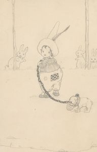 Marjorie Hilda White - Set of 2 Early 20th Century, Girl and Puppy Illustrations