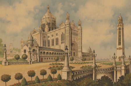 Barday - 20th Century Lithograph, La Basilique, Lisieux