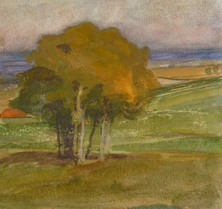 Arthur Ellis (1856-1918) - Late 19th Century Gouache, Trees in a Landscape