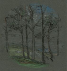 20th Century Pastel - View of Trees