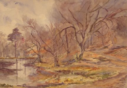 Late 19th Century Watercolour - Autumn River Landscape