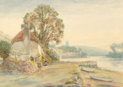 English School Late 19th Century Watercolour - Cottage by a River