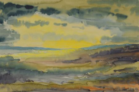 Geoffrey Sandford-Mann - 1978 Watercolour, Abstract Coastal Landscape