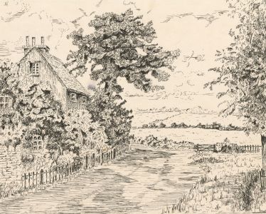 Fred Bennett - Signed Mid 20th Century Pen and Ink Drawing, Rural Landscape