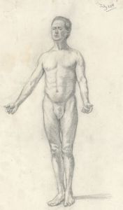 Olive Fitch-Jones - Early 20th Century Graphite Drawing, Standing Male Nude