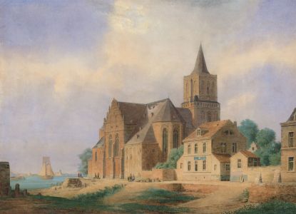 A Very Fine Late 19th Century Watercolour - Continental Church on a River