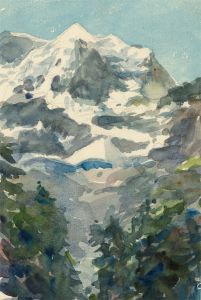 A.H. - 19th Century Watercolour, View from Mettlen, Switzerland