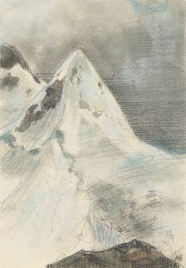A.H. - 19th Century Graphite Drawing, Jungfrau, Switzerland
