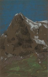 A.H. - 19th Century Pastel, Swiss Mountain Landscape