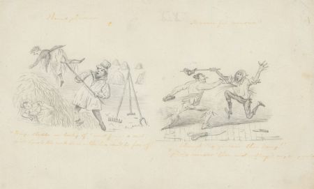19th Century Graphite Drawing - Comical Illustration