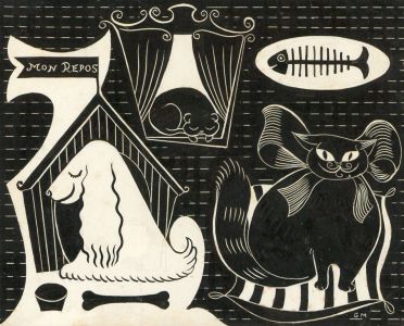 Glyn Morgan (1926-2015) - 20th Century Scratchboard, Cats and Dogs Sleeping
