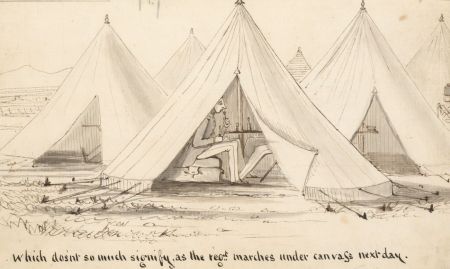C.H.A. - 19th Century Pen and Ink Drawing, Military Illustration