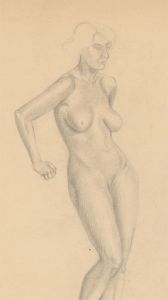Art Student - Two Mid 20th Century Graphite Drawings, Standing Female Nudes