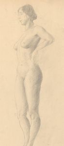 Art Student - Mid 20th Century Graphite Drawing, Relaxed Female Nude