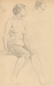 Art Student - Mid 20th Century Graphite Drawing, Reclining Nude