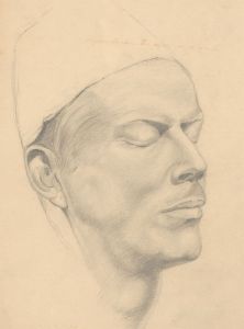 Art Student - Mid 20th Century Graphite Drawing, Portrait of a Sleeping Man