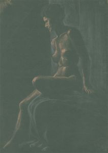 Early 20th Century Pastel - Female Nude Reclining