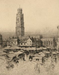 Percy Robertson A.R.E (1868-1934)  - Signed Original Etching, Lincoln Market