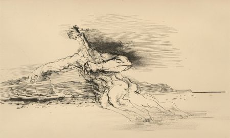 Glyn Morgan (1926-2015) - Contemporary Pen and Ink Drawing, Figure by the Sea