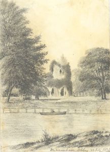 W. Jeffs - Fine 1825 Graphite Drawing, Medmenham Abbey