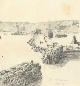 W. Jeffs - Fine 1824 Graphite Drawing, Pier at Scarborough