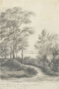 W. Jeffs - Fine 1836 Graphite Drawing, Coastal View at Ryder